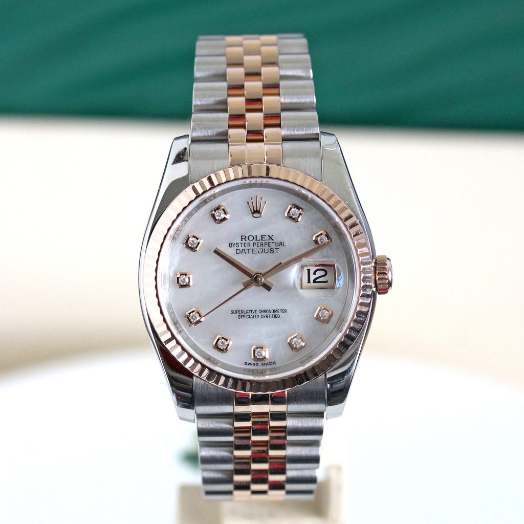 Rolex Datejust 116231 Mother Of Pearl Diamond Dial Steel Rose Watch 2016 B+P
